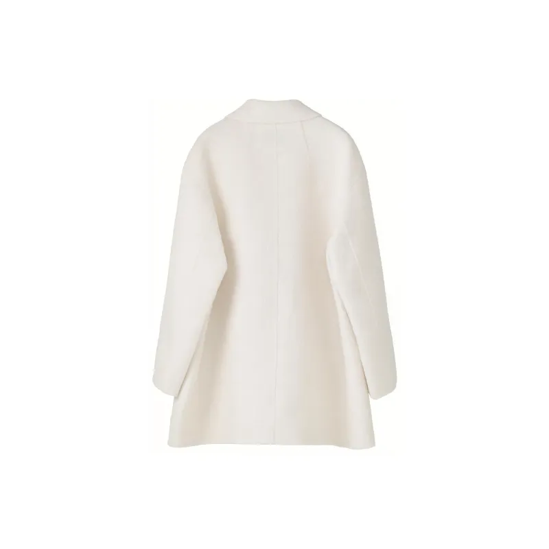 Fstudio Korean Solid Color Woolen Commute Versatile Long Sleeved Velvet Jacket Women's Moon White-1