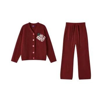 WILD ROOMS Fall And Winter Pajama Set Unisex Red