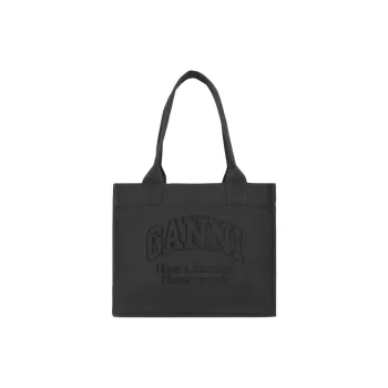 GANNI Recycled Cotton Tote Bag, Shopping Bag, Shoulder Bag Tubas Women's Dark Gray