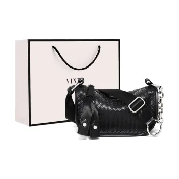 VINEY Cow Leather Shoulder Bag Crossbody Bag Pillow Bag Regular Women's Black