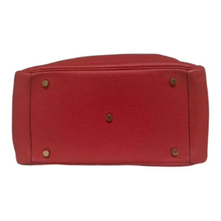 HERMES Lindy Clemence Bullock Leather One Shoulder Handbags Women's S5 Rouge Tomate Tomato Red-3