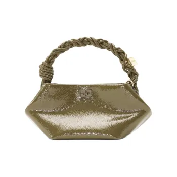 GANNI Recycled Leather Shoulder Bag Crossbody Bag Handbag Mini Women's Olive Green