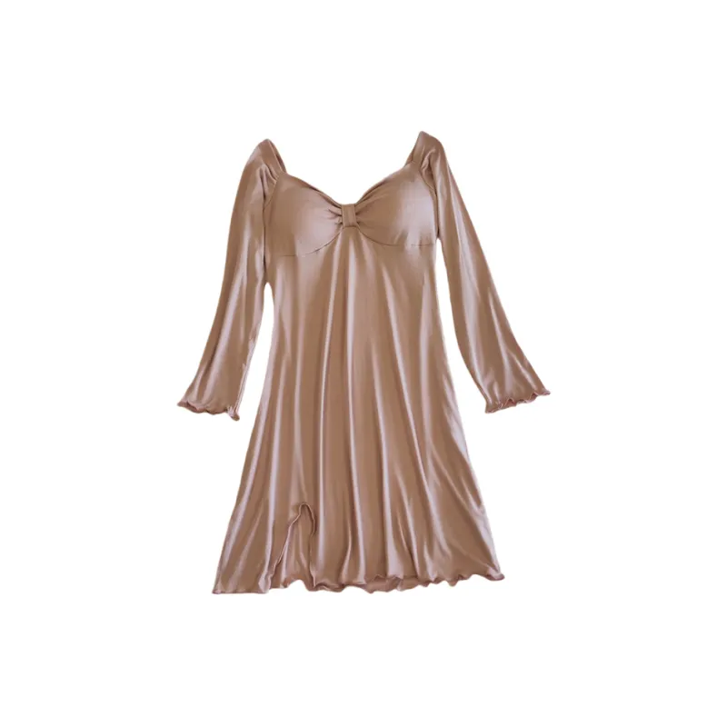 CAIHENGTONG Nightgown Women's Nude Pink-0