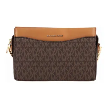 MICHAEL KORS Jet Set Leather Crossbody Bags Shoulder Bags Large Size Women's Multicolor Dark Brown & Acorn Brown