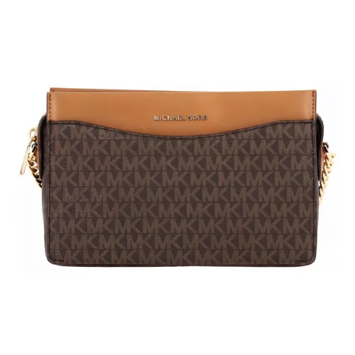 MICHAEL KORS Jet Set Leather Crossbody Bags Shoulder Bags Large Size Women's Multicolor Dark Brown & Acorn Brown
