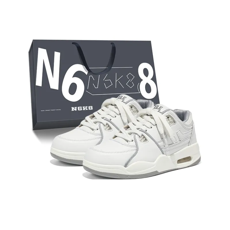 N6K8 Anti-Slip Wear-Resistant Low-Top Skateboard Shoes Unisex White Army Green Gift Box Set-26