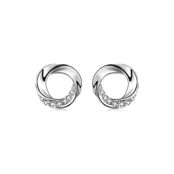 Brilliant Heart S925 Silver Stud Earrings Women's