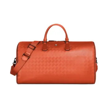 MONTBLANC Full Grain Cow Leather Mailbox Travel Bag Unisex Gold Orange Red