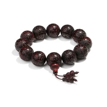 PUTUOSHANWENCHUANG Small Leaf Red Sandalwood Bracelets Unisex