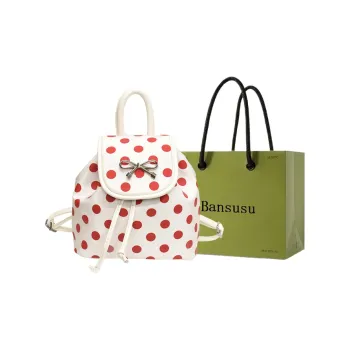 Bansusu PU Backpack Regular Women's Black/Red/White And Black Dots/White And Red Dots
