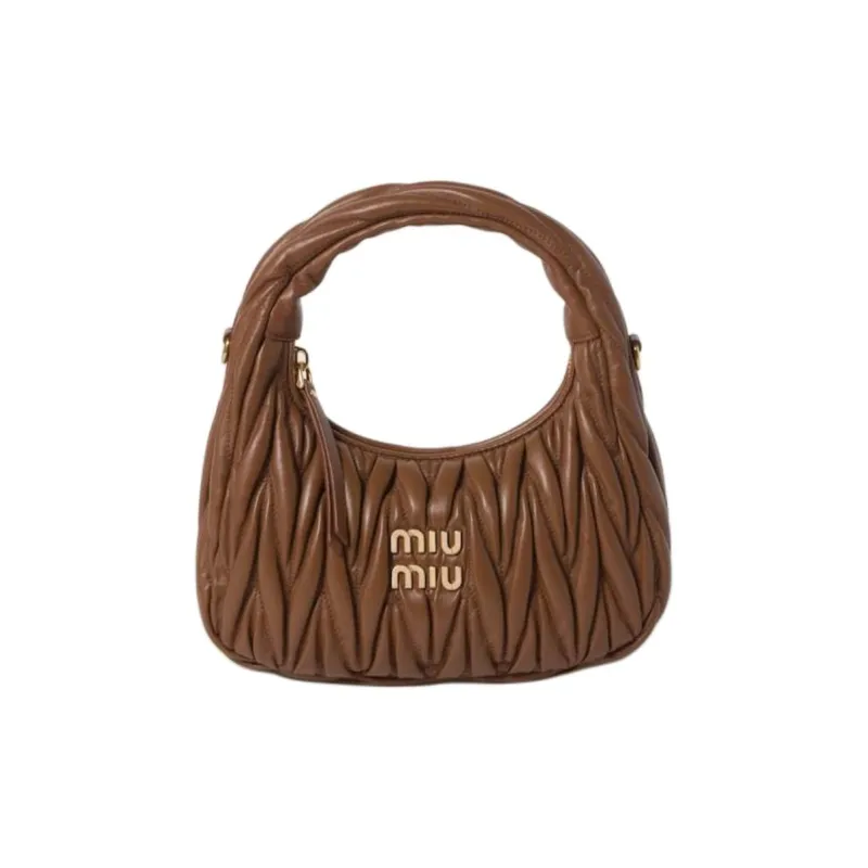 MIU MIU Wander Series Lambskin Crescent Bag Handbag Small Size Women's Caramel-0