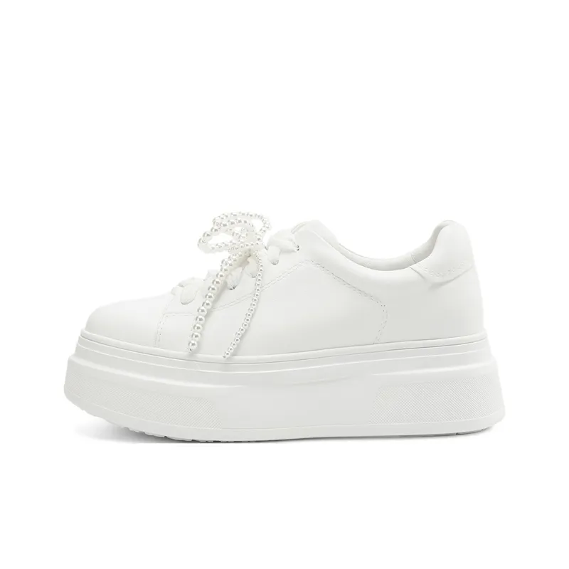 Rosa Bianca Lightweight Height Increasing Low Top Skateboard Shoes Women's White-0