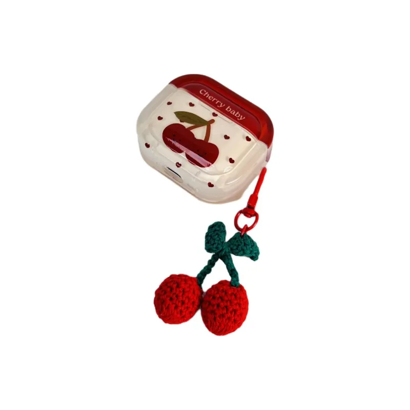 Sopi Compatibility With Apple AirPods 4/2/3/4th Generation/AirPods Pro/Pro 2 TPU Heart Cherry Pendant Headphone Cases-7