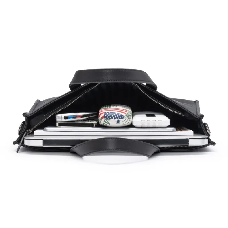 Chrisdien Deny Cow Leather Briefcase Regular Men's Black-4