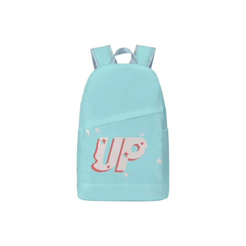 TURN UP Polyester Student Backpack Large Size Unisex Light Blue-13