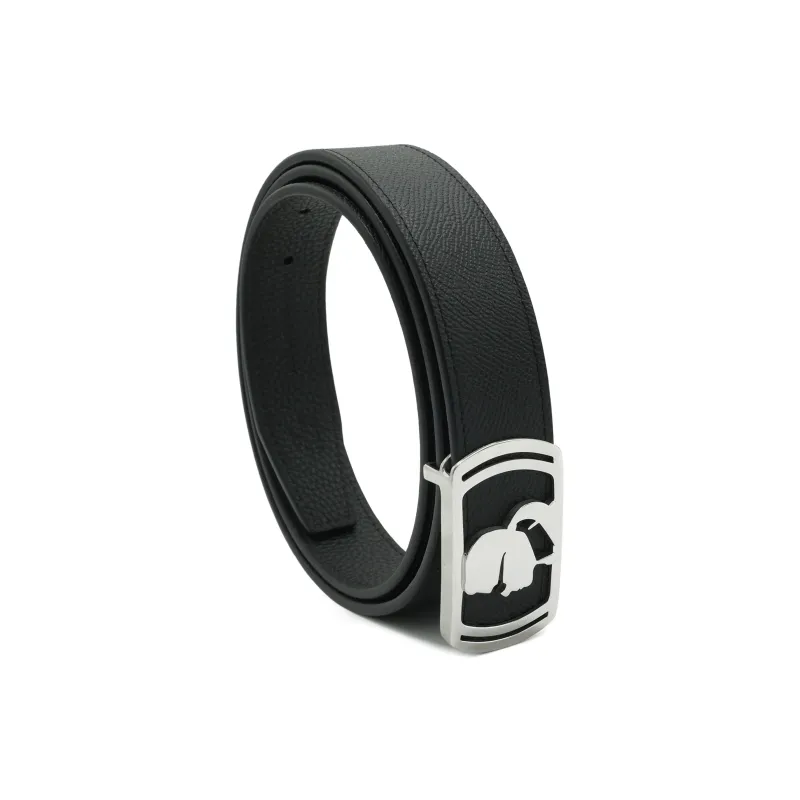 KARL LAGERFELD Top Grain Cow Leather Belts Unisex 3.1CM Black-1
