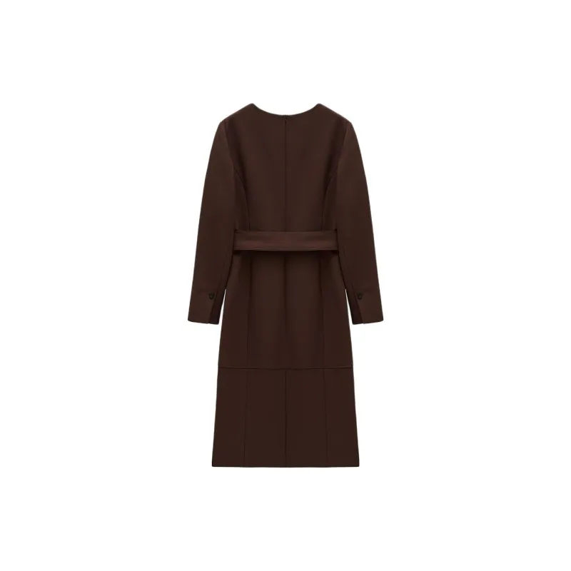 INSUN Long Sleeved Dress Women's Burgundy-1