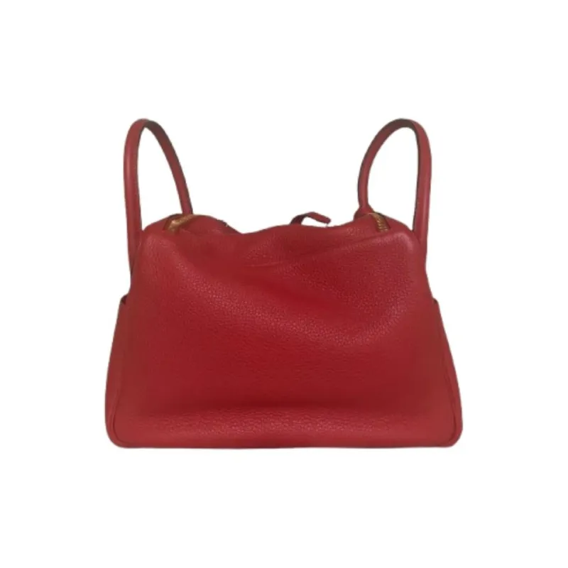HERMES Lindy Clemence Bullock Leather One Shoulder Handbags Women's S5 Rouge Tomate Tomato Red-2