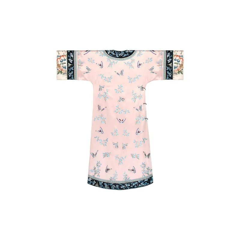 YICHENGFENGXU Long-Sleeved Dresses Women's Pink Butterfly Embroidered Reproduction Style Shirt-1