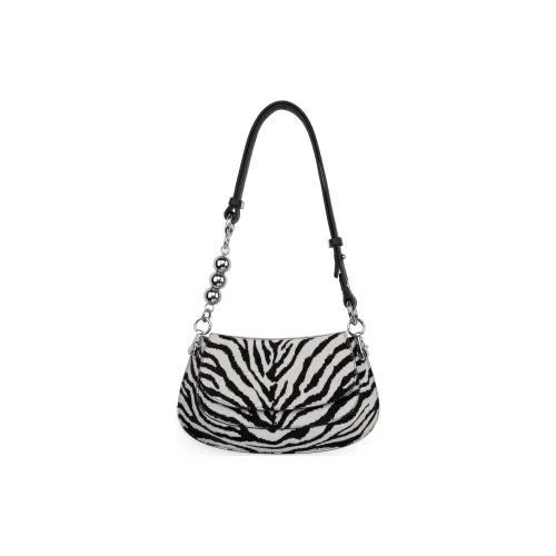 SHOW CORE Cow Leather Zebra Print Crossbody Bag Small Size Women's Black White
