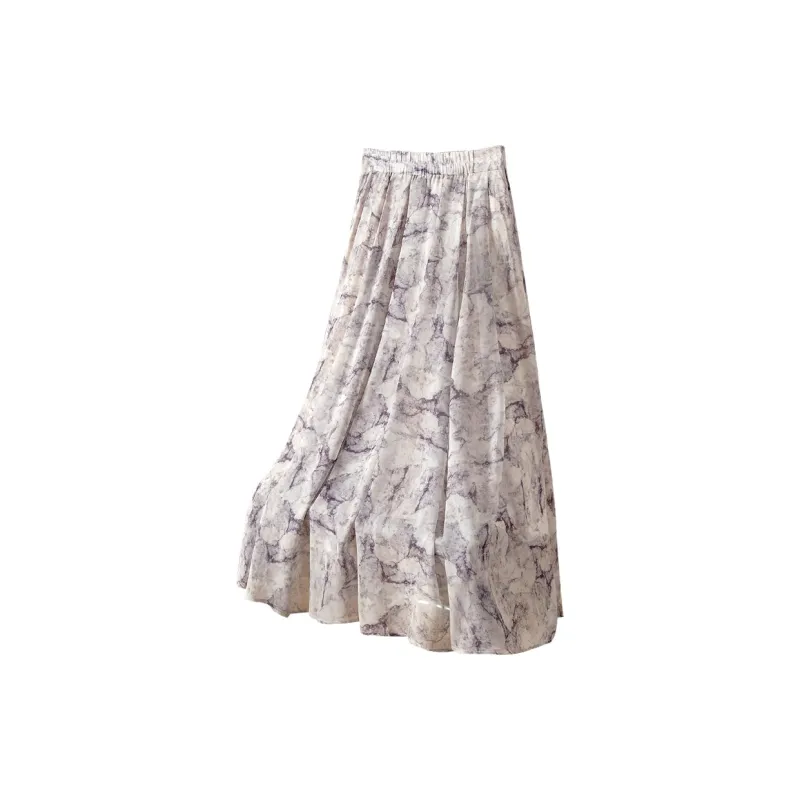 TOUCH Casual Long Skirt Women's Gray Purple-1