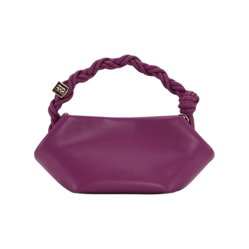 GANNI Recycled Leather Shoulder Bag, Crossbody Bag, Handbag Mini Women's Fuchsia-2