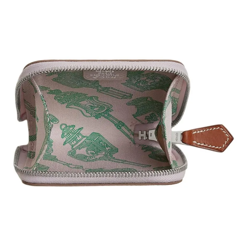 HERMES Silk'In Epsom Calfskin Coin Purse Women's White-1