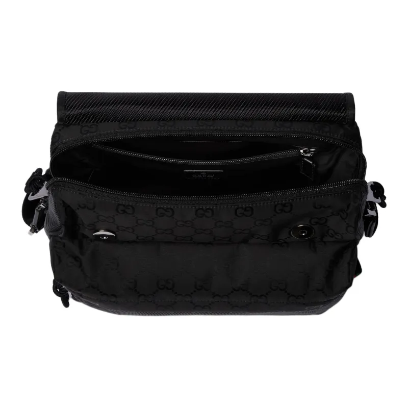 GUCCI Nylon Shoulder Bag, Crossbody Bag Medium Size Men's Black-4