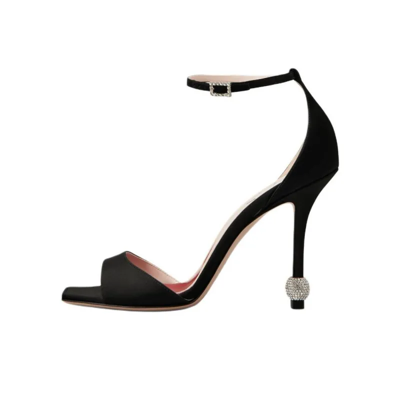 Roger Vivier Embellished Satin Heel Sandals Women's-0