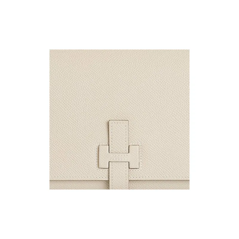 HERMES Epsom Calfskin Wallet Women's 10 Craie Milkshake White-2