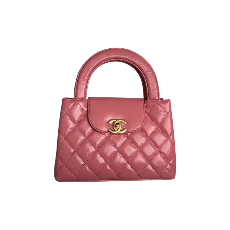 CHANEL Shiny Calfskin Handbag Mini Women's Pink-0