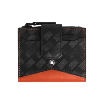 MONTBLANC Cow Leather Wallet Men's Classic Black & Gold Orange Red