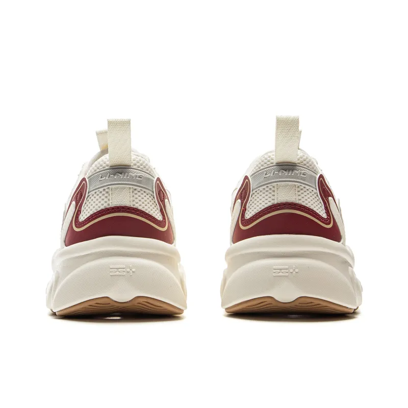 LiNing Coconut Milk Cushioning, Slip Resistant, Abrasion Resistant Support Low Top Casual Shoes Men's White Red-5