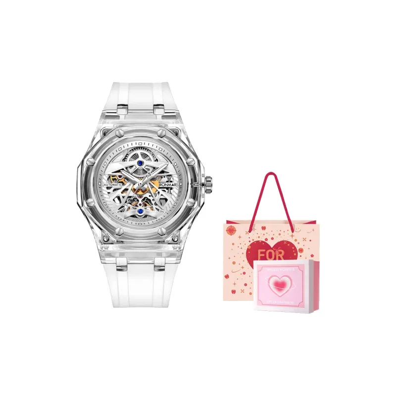 RONMAR Glacier Collection Automatic Mechanical Movement Rubber Strap Watch Unisex White Dial-34