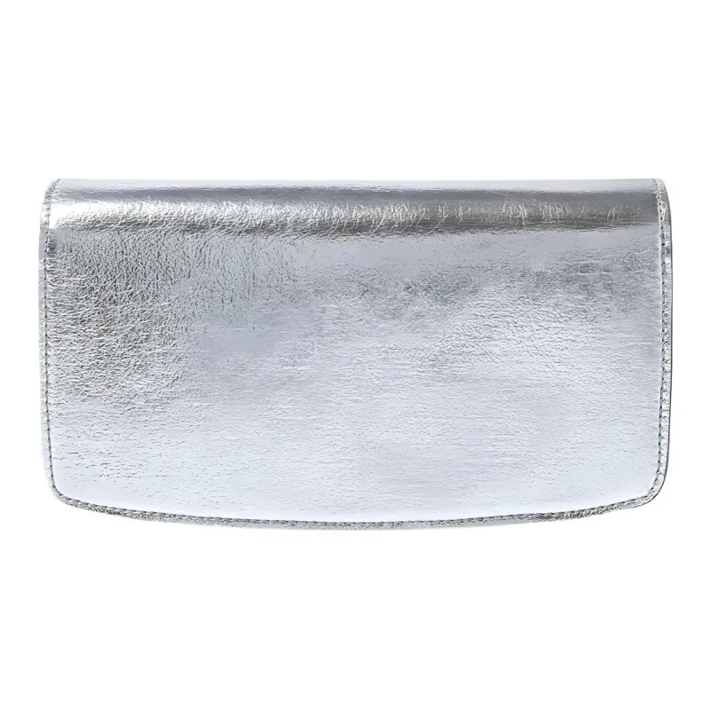 Stella McCartney S Wave Recycled Polyester Wrist Bag Clutch Mini Women's Silver-2