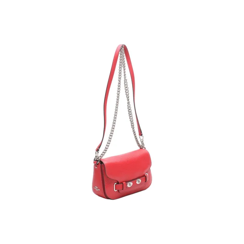 COACH Blake Leather One Shoulder Chain, Crossbody Bag Small Size Women's Bright Red-3