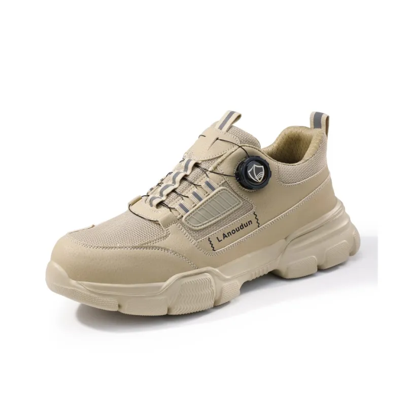 Blue Gull Shield Impact Resistant Lightweight Rebound Low Top Outdoor Shoes Unisex Khaki-1