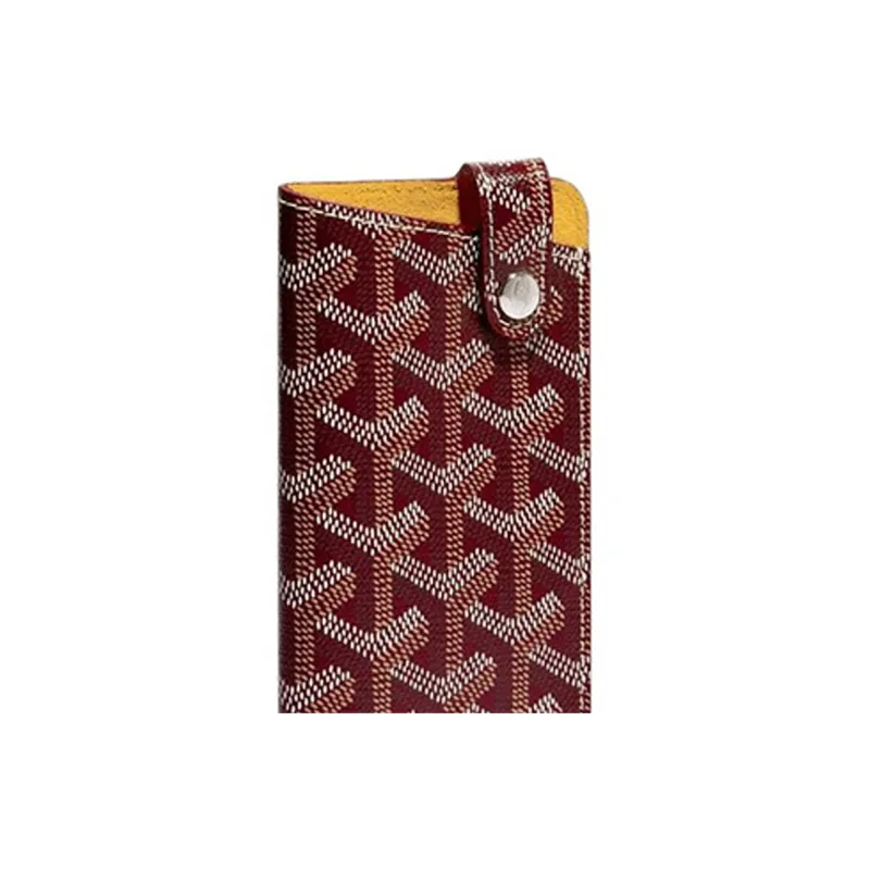 GOYARD Montmartre Canvas With Suede Calfskin Eyeglass Pouch Small Size Unisex Burgundy-2