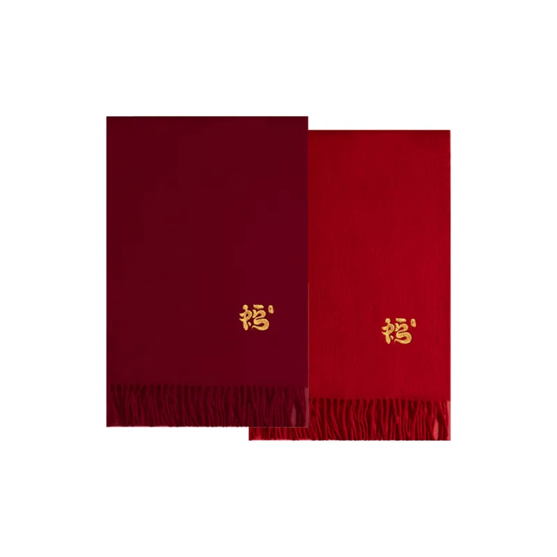 Shanghai Story Sheep Wool Knit Scarves Unisex Burgundy-5