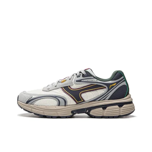 LiNing Cushioning Anti Slip And Wear Resistant Low Top Casual Running Shoes Men's White Gray Blue