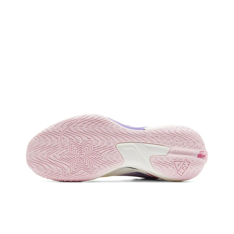 PEAK Cushioned Abrasion Resistant Slip Resistant Low Top Basketball Shoes Men's Ivory Purple-5