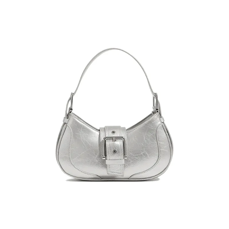 Yalu PU Crescent Bag Handbag Shoulder Bag Crossbody Bag Women's White/Silver/Black-3