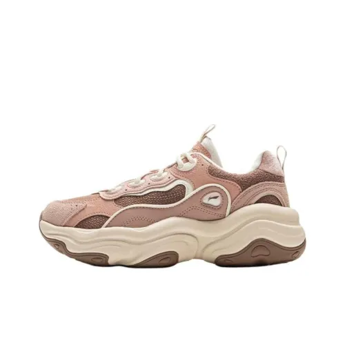 LiNing Honey 2 Slip-Resistant Full-Coverage Breathable Low-Top Casual Shoes Women's Brown Pink