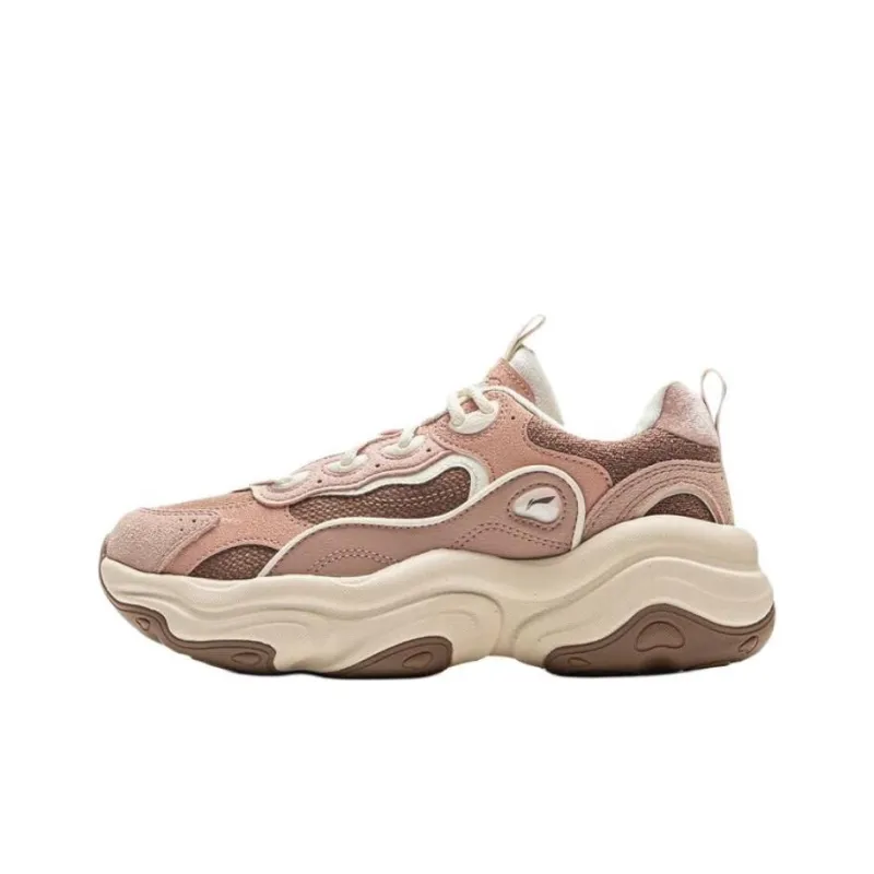 LiNing Honey 2 Slip-Resistant Cushioning Wear-Resistant Support Low-Top Casual Shoes Women's Brown Pink-0