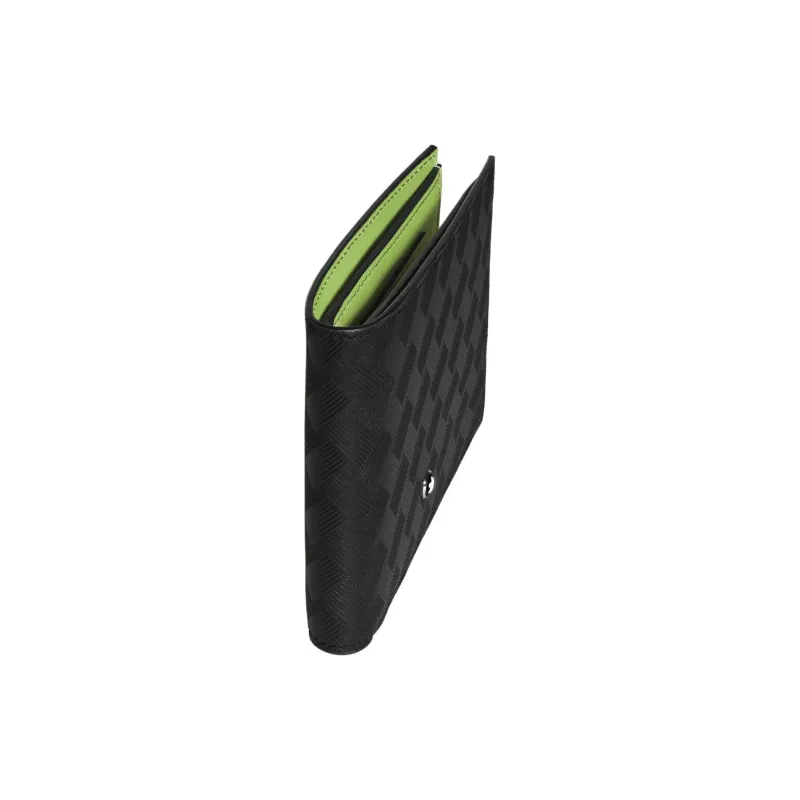 MONTBLANC Full Grain Cow Leather Wallet Men's Classic Black & Lime Green-2