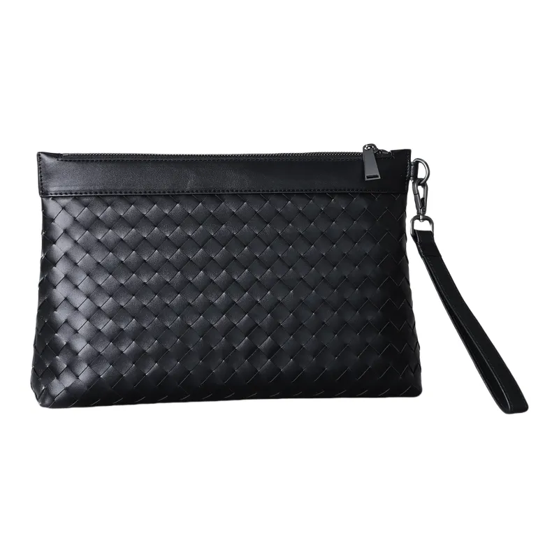 DOSRFINI Cow Leather Handheld Bag Clutch Men's Black-5