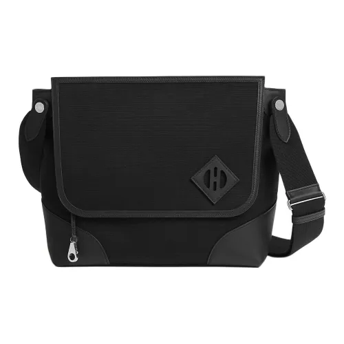 HERMES Allback Bivouac Canvas With Swift Calfskin Messenger Bag Shoulder Bag Crossbody Bag Men's Black