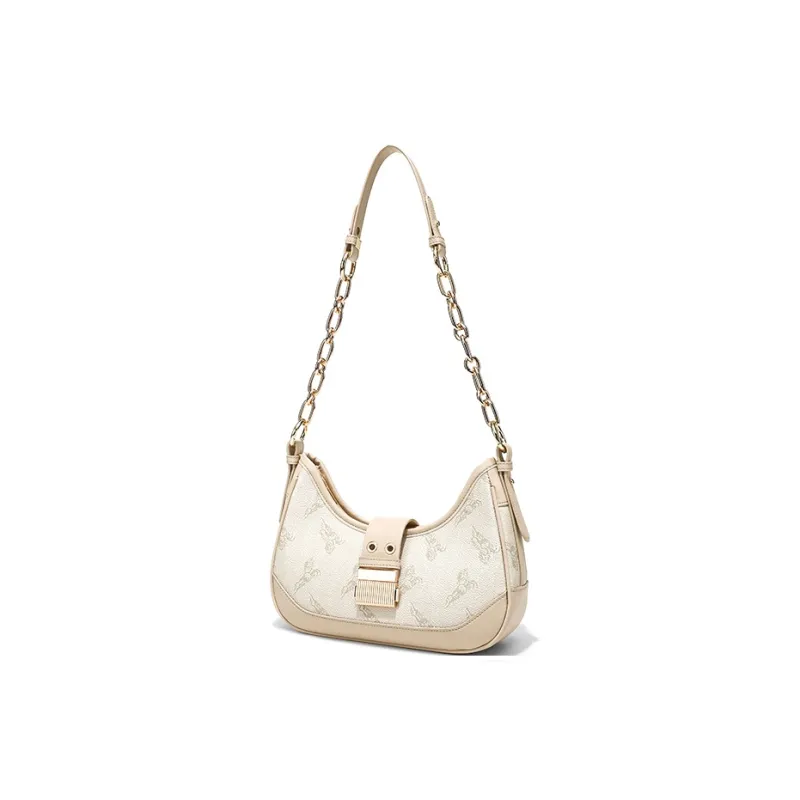 CLEVER& KETCH PU Crescent Bag Dumpling Bag Shoulder Bag Regular Women's Ecru/Coffee-1