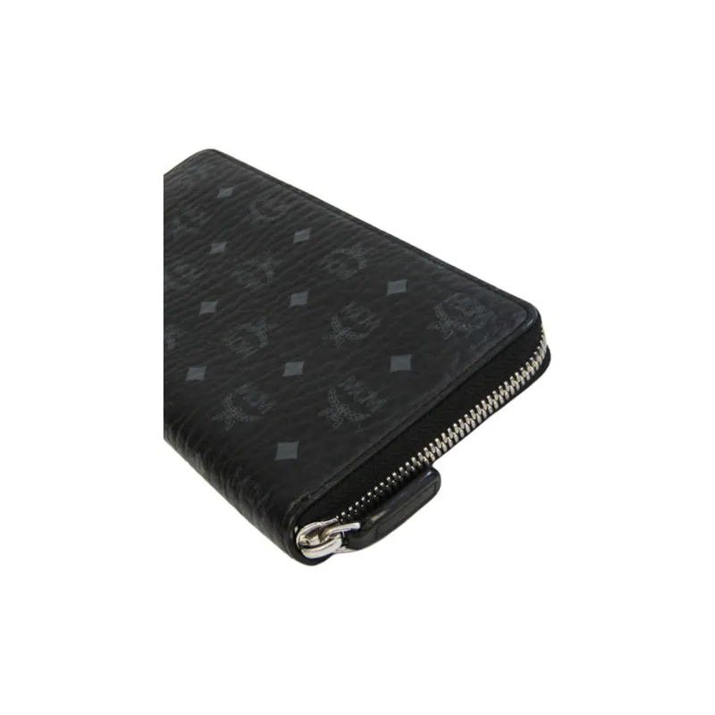 MCM Essential Visetos Origina Leather Coin Purse Men's Black-6