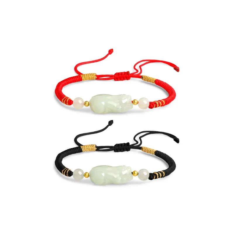 Lao Feng Xiang Hetian Jade Bracelet Sterling Silver White Jade/Pale Greenish White Jade Unisex-10